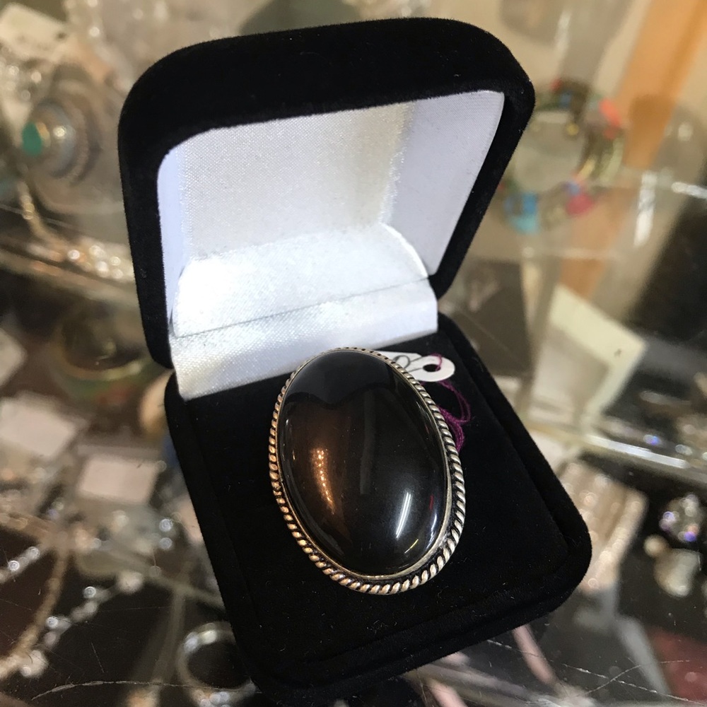 Black / sterling silver ring
